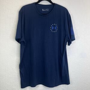 Under Armour Navy Blue Freedom US Flag Loose Fit T-Shirt Size XL HeatGear casual